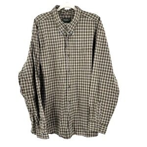 Eddie Bauer Relaxed Fit Shirt Men's XXXL Green Plaid Workwear Outdoors Camping